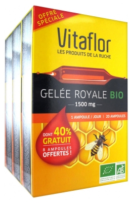Vitaflor Organic Royal Jelly 1500mg 3 x 20 Phials