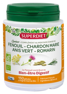 Super Diet Quatuor Fenouil Digestion Bio 150 Gélules Super Diet Quatuor Fenouil Digestion Bio 150 Gélules