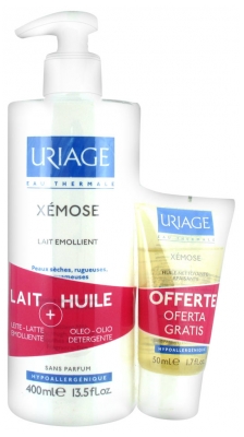 Uriage Xémose Emollient Milk 400ml + Free Soothing Cleansing Oil 50ml
