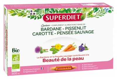 Super Diet Quatuor Bardane Beauté de la Peau Bio 20 Ampoules Super Diet Quatuor Bardane Beauté de la Peau Bio 20 Ampoules