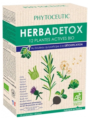 Phytoceutic Herbadetox 12 Plantes Actives Bio 20 Ampoules Phytoceutic Herbadetox 12 Plantes Actives Bio 20 Ampoules