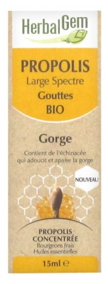 HerbalGem Organic Propolis Large Spectrum Throat 15ml HerbalGem Organic Propolis Large Spectrum Throat 15ml