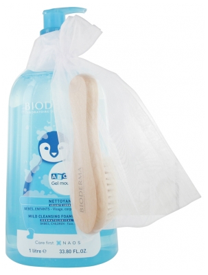 Bioderma ABCDerm Foaming Gel 1L + Baby Hair Brush Bioderma ABCDerm Foaming Gel 1L + Baby Hair Brush