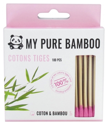 Denti Smile My Pure Bamboo Cotons Tiges Colorés 100 Pièces - Couleur : Rose