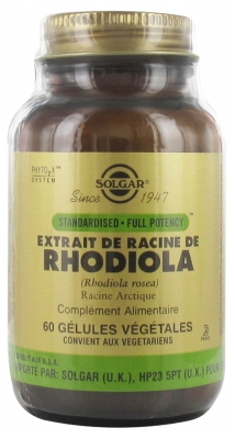 Solgar Extrait de Racine de Rhodiola 60 Gélules Végétales Solgar Extrait de Racine de Rhodiola 60 Gélules Végétales