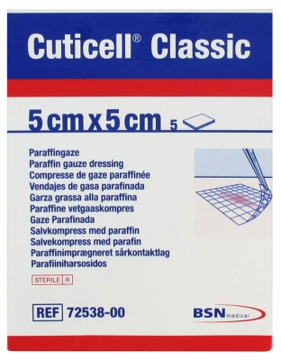 Essity Cuticell Classic 5 Compresses de Gaze Paraffinée 5 cm x 5 cm
