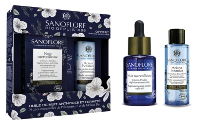 Sanoflore Nuit Merveilleuse Infusion d'Huiles Régénérantes Anti-Rides Bio 30 ml + Eau Micellaire Démaquillante Bio 50 ml Offerte Sanoflore Nuit Merveilleuse Infusion d'Huiles Régénérantes Anti-Rides Bio 30 ml + Eau Micellaire Démaquillante Bio 50 ml Offerte