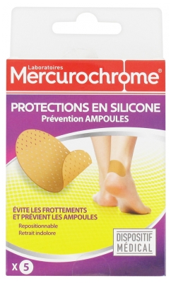 Mercurochrome Protections en Silicone Prévention des Ampoules 5 Adhésifs