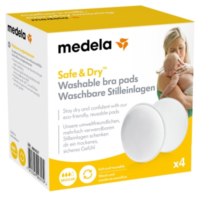 Medela Safe & Dry 4 Coussinets d'Allaitement Lavables Medela Safe & Dry 4 Coussinets d'Allaitement Lavables