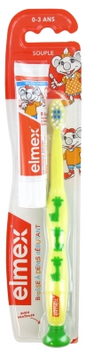 Elmex Brosse à Dents Souple Débutant 0-3 Ans + Mini-Dentifrice Anti-Caries 0-6 Ans 12 ml Elmex Brosse à Dents Souple Débutant 0-3 Ans + Mini-Dentifrice Anti-Caries 0-6 Ans 12 ml