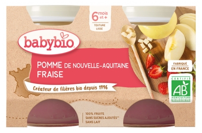 Babybio Apple Strawberry 6 Months and + Organic 2 Pots of 130g Babybio Apple Strawberry 6 Months and + Organic 2 Pots of 130g