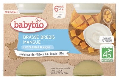 Babybio Brewed Sheep Mango 6 Months and + Organic 2 Pots of 130g Babybio Brewed Sheep Mango 6 Months and + Organic 2 Pots of 130g