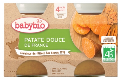 Babybio Patate Douce 4 Mois et + Bio 2 Pots de 130 g Babybio Patate Douce 4 Mois et + Bio 2 Pots de 130 g