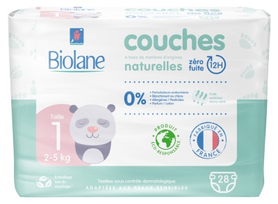 Biolane Couches Naturelles 28 Couches Taille 1 (2-5 Kg) Biolane Couches Naturelles 28 Couches Taille 1 (2-5 Kg)