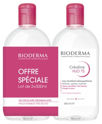 Bioderma Créaline H2O TS Eau Micellaire Démaquillante Lot de 2 x 500 ml Bioderma Créaline H2O TS Eau Micellaire Démaquillante Lot de 2 x 500 ml