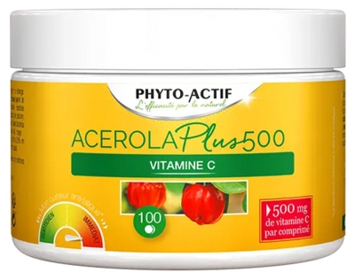 Laboratoire Phyto-Actif Acérola Plus 500 100 Comprimés Laboratoire Phyto-Actif Acérola Plus 500 100 Comprimés