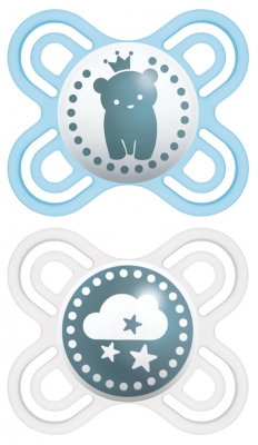 MAM 2 Sucettes Perfect Naissance Silicone 0-2 Mois - Modèle : Ours et Étoiles MAM 2 Sucettes Perfect Naissance Silicone 0-2 Mois - Modèle : Ours et Étoiles