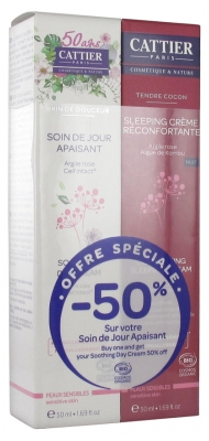 Cattier Brin de Douceur Soothing Day Cream Organic 50ml + Tendre Cocon Comforting Sleeping Cream Organic 50ml Cattier Brin de Douceur Soothing Day Cream Organic 50ml + Tendre Cocon Comforting Sleeping Cream Organic 50ml