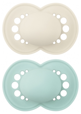 MAM Original 2 Sucettes Anatomiques Silicone Couleurs Unis 18 Mois et + - Couleur : Beige/Bleu Clair MAM Original 2 Sucettes Anatomiques Silicone Couleurs Unis 18 Mois et + - Couleur : Beige/Bleu Clair