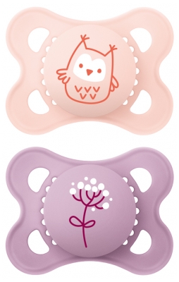 MAM Original 2 Silicone Symmetrical Soothers Nature Colors 2-6 Months - Model: Owl/Flower MAM Original 2 Silicone Symmetrical Soothers Nature Colors 2-6 Months - Model: Owl/Flower