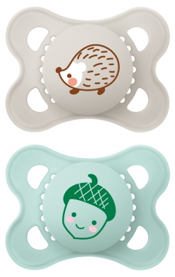 MAM Original 2 Silicone Symmetrical Soothers Nature Colors 2-6 Months - Model: Hedgehog/Hazelnut MAM Original 2 Silicone Symmetrical Soothers Nature Colors 2-6 Months - Model: Hedgehog/Hazelnut