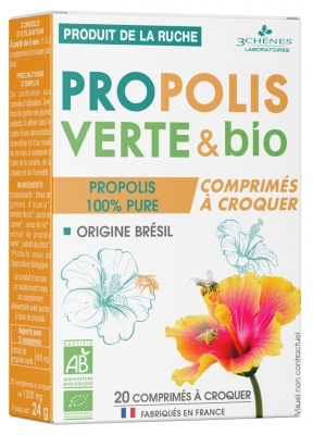 Les 3 Chênes Propolis Verte & Bio 20 Comprimés à Croquer Les 3 Chênes Propolis Verte & Bio 20 Comprimés à Croquer
