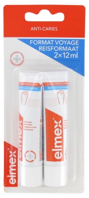 Elmex Dentifrice Anti-Caries Tubes de Voyage Lot de 2 x 12 ml Elmex Dentifrice Anti-Caries Tubes de Voyage Lot de 2 x 12 ml