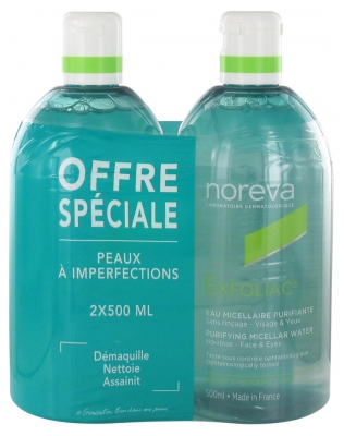 Noreva Exfoliac Eau Micellaire Purifiante Lot de 2 x 500 ml Noreva Exfoliac Eau Micellaire Purifiante Lot de 2 x 500 ml