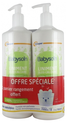 Cooper Babysoin Linimento Oléo-Calcaire Lote de 2 x 750 ml + 1 Cesta de Almacenamiento Gratis Cooper Babysoin Linimento Oléo-Calcaire Lote de 2 x 750 ml + 1 Cesta de Almacenamiento Gratis