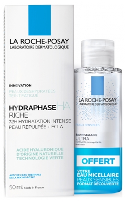 La Roche-Posay Hydraphase HA Riche 50 ml + Eau Micellaire Peaux Sensibles 50 ml Offerte La Roche-Posay Hydraphase HA Riche 50 ml + Eau Micellaire Peaux Sensibles 50 ml Offerte