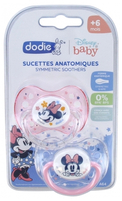 Dodie Disney Baby 2 Sucettes Anatomiques Silicone 6 Mois et + - Modèle : Minnie