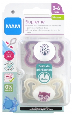 MAM Supreme 2 Soothers Silicon 2-6 Months - Model: Ladybug and Owl MAM Supreme 2 Soothers Silicon 2-6 Months - Model: Ladybug and Owl