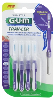 GUM Trav-ler 4 Interdental Brushes - Model: 1512: 1,2 mm GUM Trav-ler 4 Interdental Brushes - Model: 1512: 1,2 mm