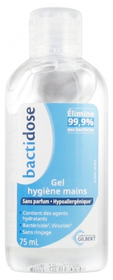 Gilbert Bactidose Gel Hygiène Mains 75 ml - Parfum : Neutre