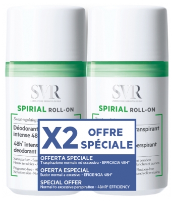 SVR Spirial 48H Intense Anti-Perspirant Deodorant Roll-on 2 x 50ml