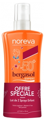 Noreva Bergasol Expert Spray Enfant Fini Invisible SPF50+ Lot 2 x 125 ml