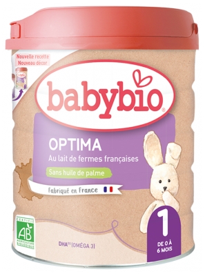 Babybio Optima 1 au Lait de Vache Français de 0 à 6 Mois Bio 800 g