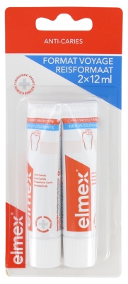 Elmex Dentifrice Anti-Caries Tubes de Voyage Lot de 2 x 12 ml