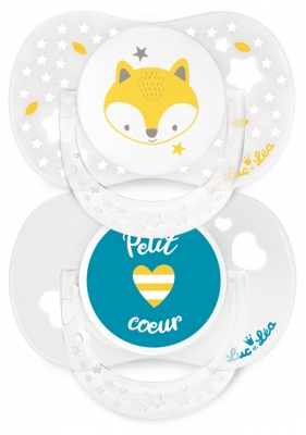 Luc et Léa 2 Soothers With Ring Anatomic Silicone 0-6 Months - Model: Fox + Little Heart