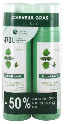 Klorane Dry Seboregulating Shampoo with Nettle Extract 2 x 150ml