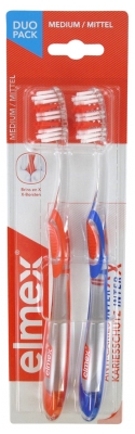 Elmex Anti-Cavities InterX Toothbrush Medium Duo Pack - Colour: Orange - Blue