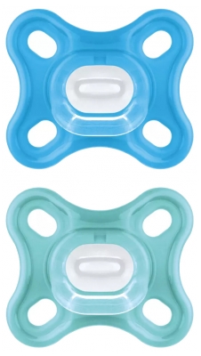 MAM Comfort 2 Silicone Soothers 0 Months and + and Sterilisation Box - Colour: Blue