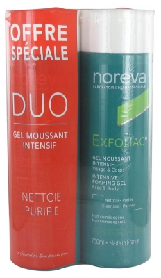 Noreva Exfoliac Gel Moussant Intensif Lot de 2 x 200 ml