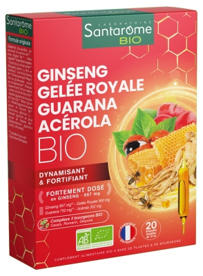 Santarome Bio Organic Ginseng Royal Jelly Guarana Acerola 20 Phials