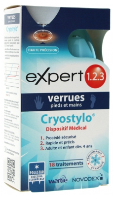 Novodex Expert 1.2.3 Cryostylo Foot and Hand Warts 18 Treatments