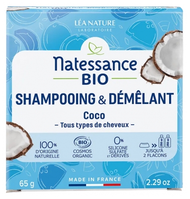 Natessance Shampoing & Démêlant Solide Coco Bio 65 g