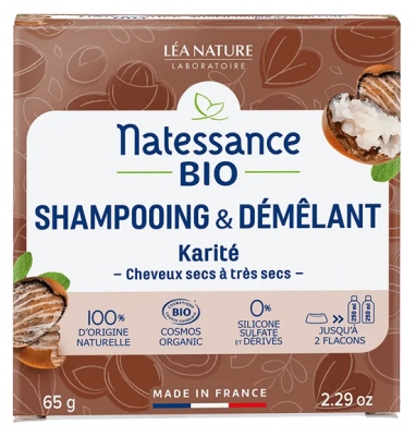 Natessance Shampoing & Démêlant Solide Karité Bio 65 g