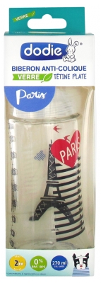 Dodie Glass Baby Bottle Sensation+ 270ml Flow 2 0-6 Months - Model: Paris