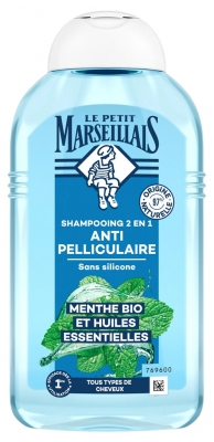 Le Petit Marseillais Shampoing 2en1 Anti Pelliculaire Menthe Bio et Huiles Essentielles 250 ml