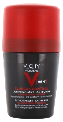 Vichy Homme Clinical Control Déodorant Détranspirant Anti-Odeur 96H Roll-On 50 ml